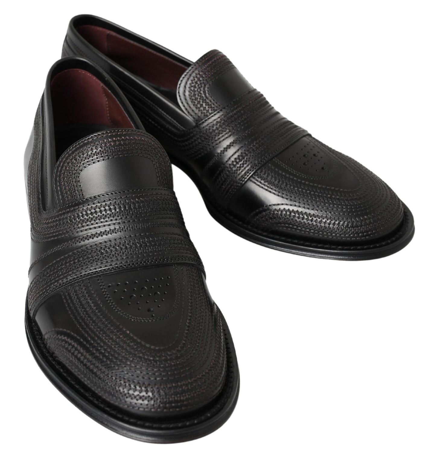 Chaussures Richelieu en cuir noir cousues Dolce & Gabbana