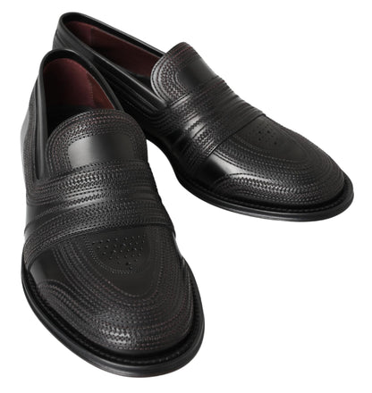 Chaussures Richelieu en cuir noir cousues Dolce & Gabbana