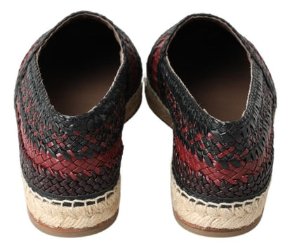 Chaussures espadrilles Dolce & Gabbana en cuir de buffle noir bordeaux