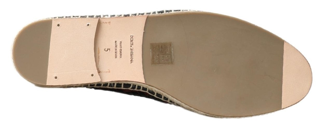 Chaussures espadrilles Dolce & Gabbana en cuir de buffle noir bordeaux