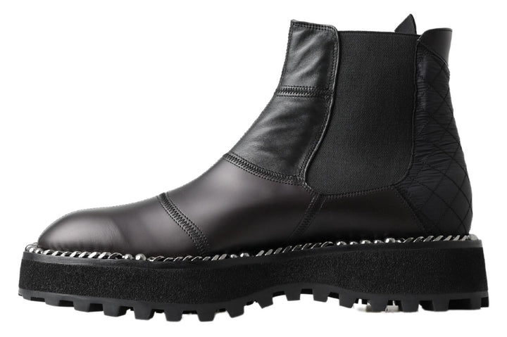 Bottes extensibles Dolce & Gabbana en cuir noir à enfiler