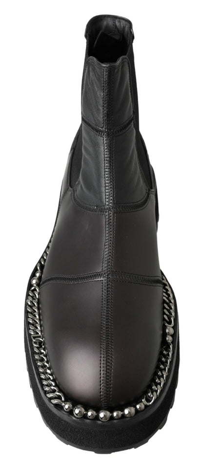 Bottes extensibles Dolce & Gabbana en cuir noir à enfiler