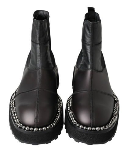 Bottes extensibles Dolce & Gabbana en cuir noir à enfiler