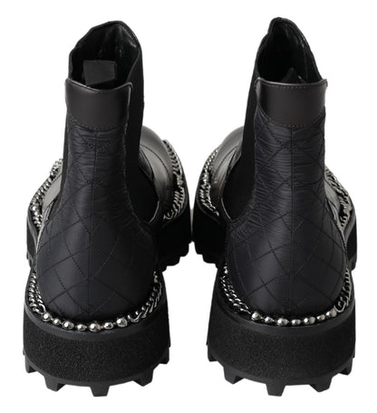 Bottes extensibles Dolce & Gabbana en cuir noir à enfiler
