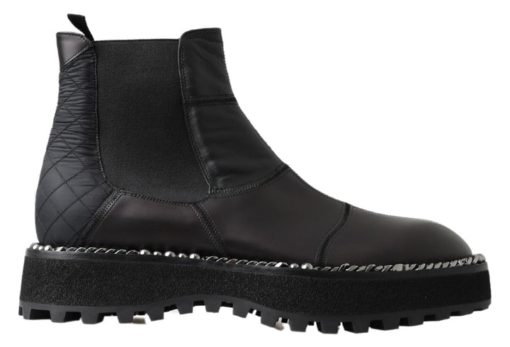 Bottes extensibles Dolce & Gabbana en cuir noir à enfiler