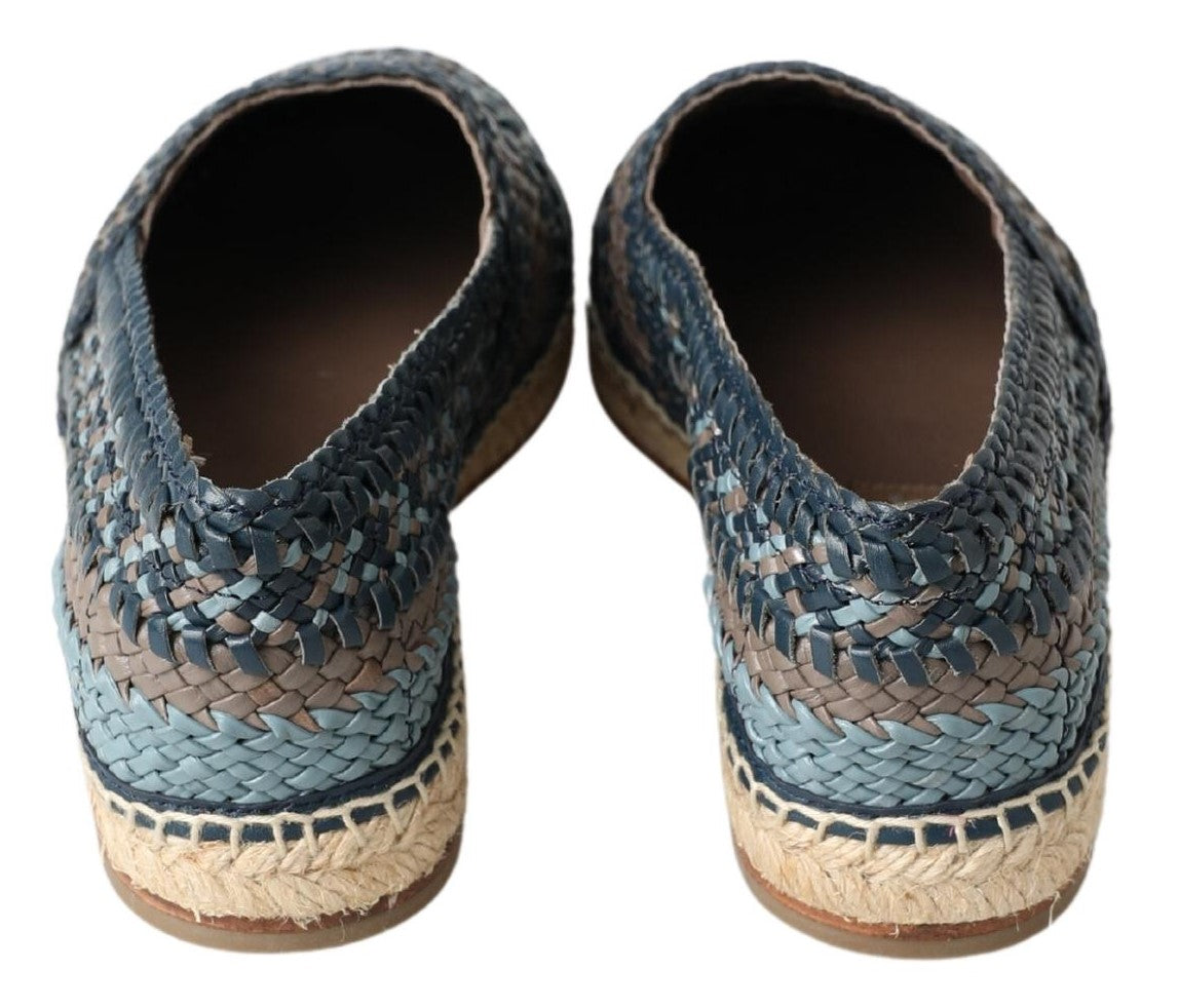 Chaussures Espadrilles Dolce & Gabbana en Cuir de Buffle Bleu-Gris