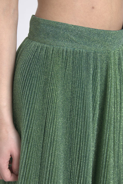 Jupe plissée taille haute évasée vert métallique Dolce & Gabbana