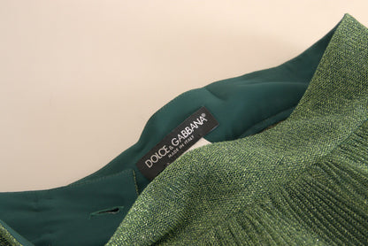 Jupe plissée taille haute évasée vert métallique Dolce & Gabbana