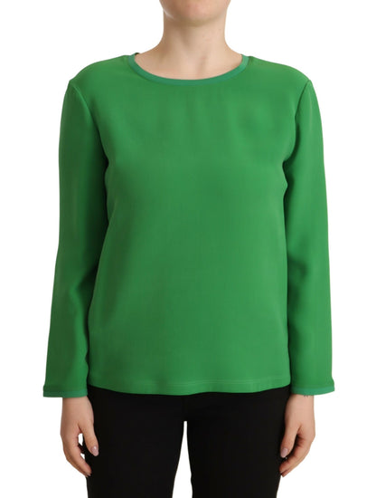Pull Armani en soie verte à manches longues et col rond