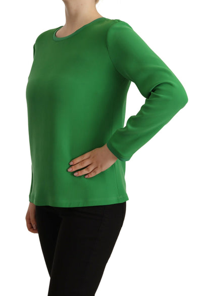 Pull Armani en soie verte à manches longues et col rond