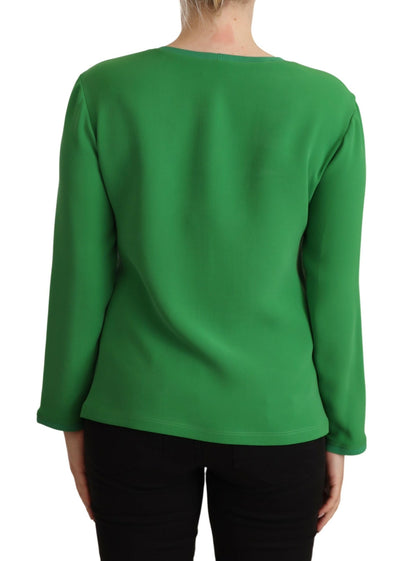 Pull Armani en soie verte à manches longues et col rond
