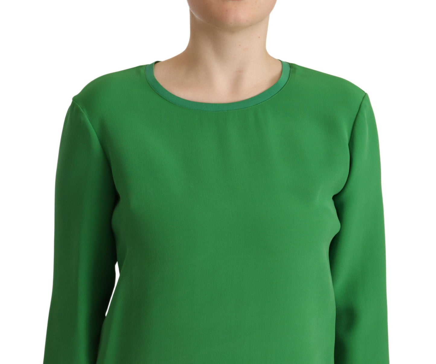 Pull Armani en soie verte à manches longues et col rond