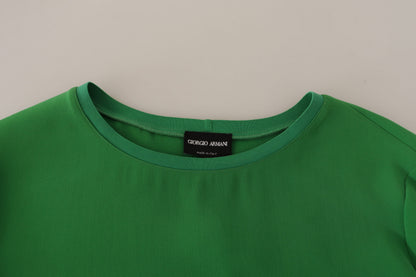 Pull Armani en soie verte à manches longues et col rond