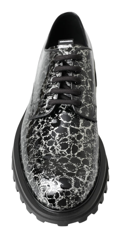 Chaussures en cuir verni Dolce & Gabbana noir et blanc Derby