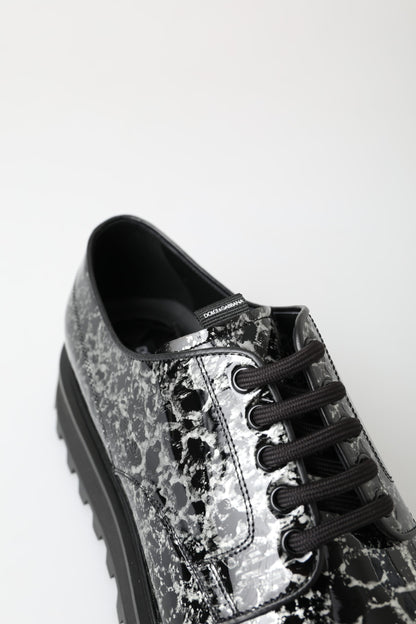 Chaussures en cuir verni Dolce & Gabbana noir et blanc Derby