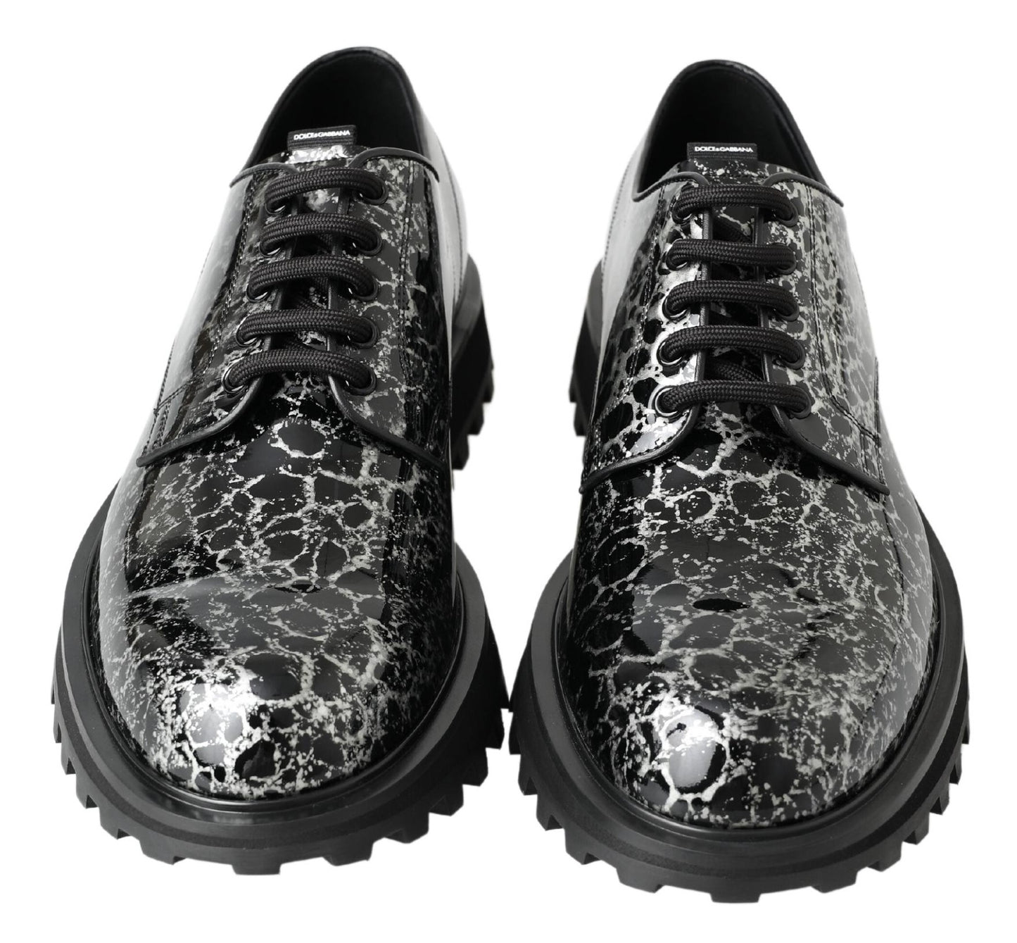 Chaussures en cuir verni Dolce & Gabbana noir et blanc Derby