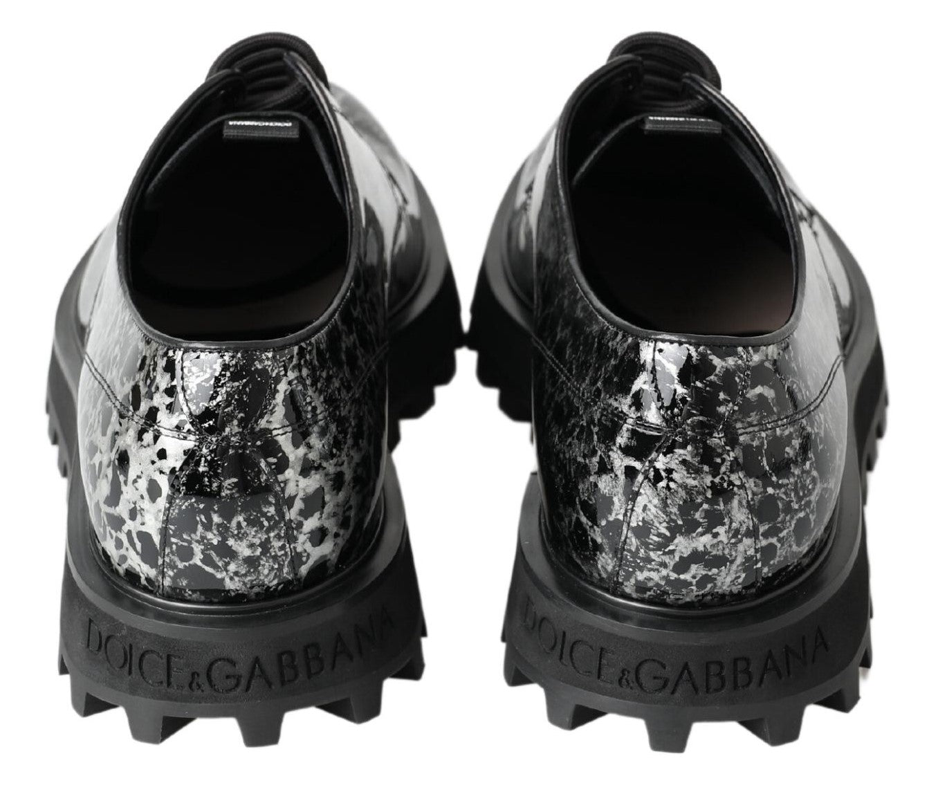 Chaussures en cuir verni Dolce & Gabbana noir et blanc Derby