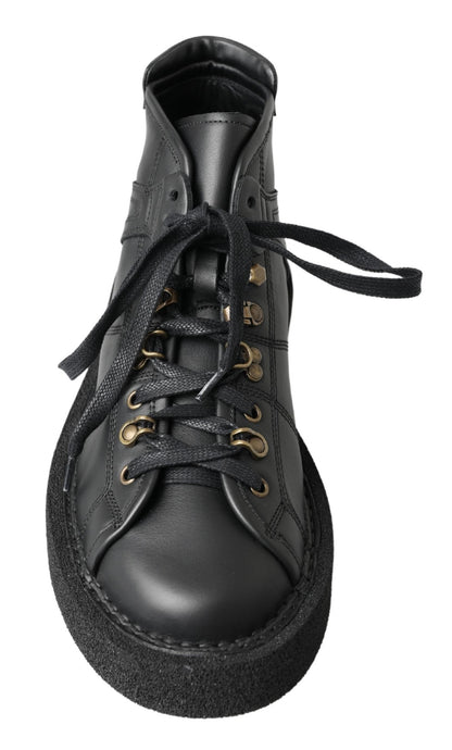 Bottes extensibles Dolce & Gabbana en cuir noir à enfiler