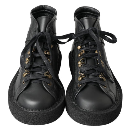 Bottes extensibles Dolce & Gabbana en cuir noir à enfiler