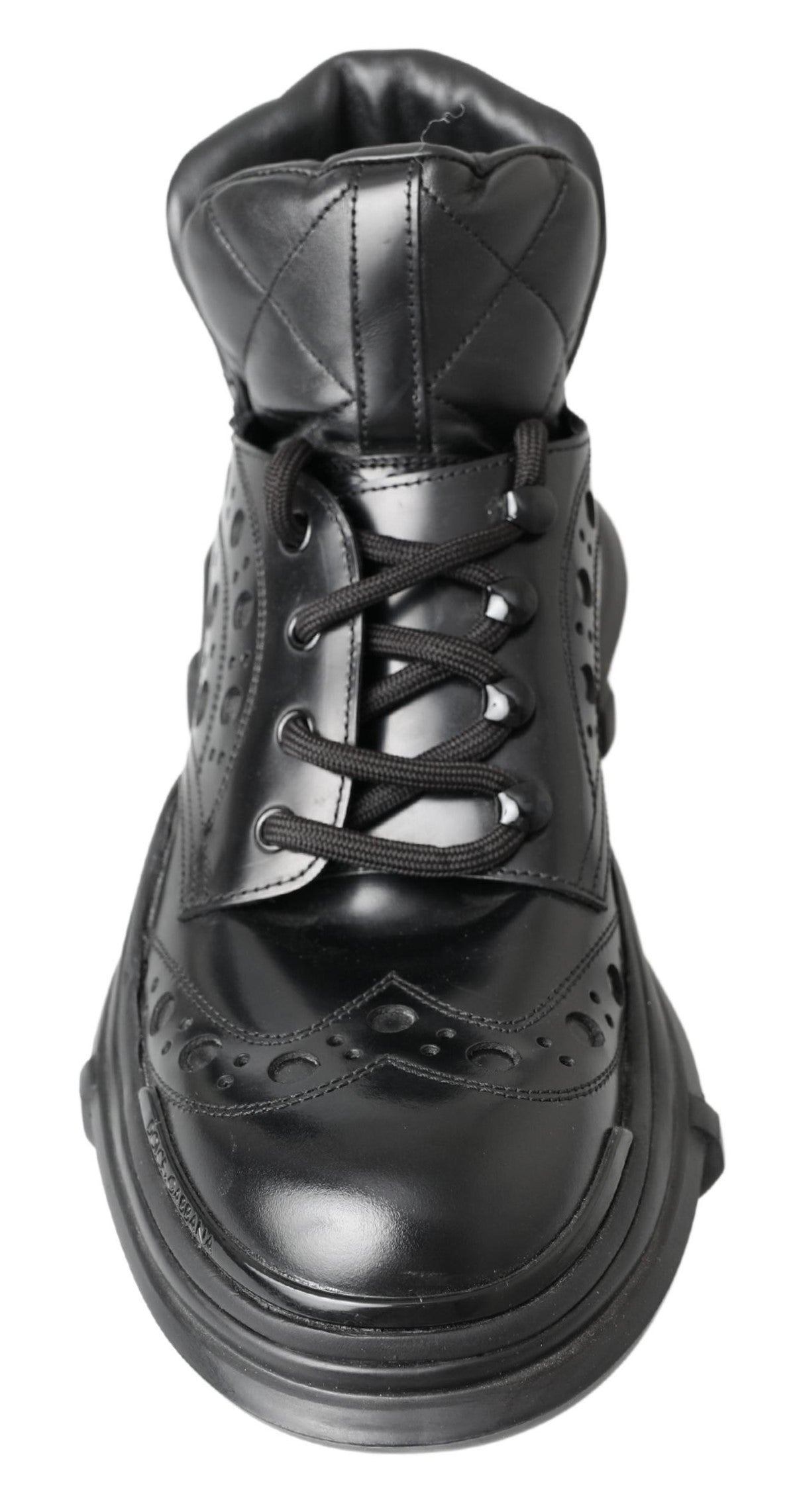 Bottines décontractées en cuir noir Dolce & Gabbana