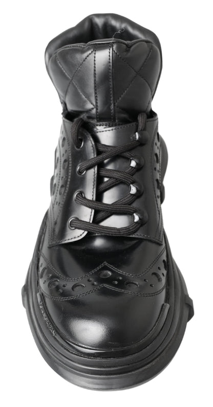 Bottines décontractées en cuir noir Dolce & Gabbana