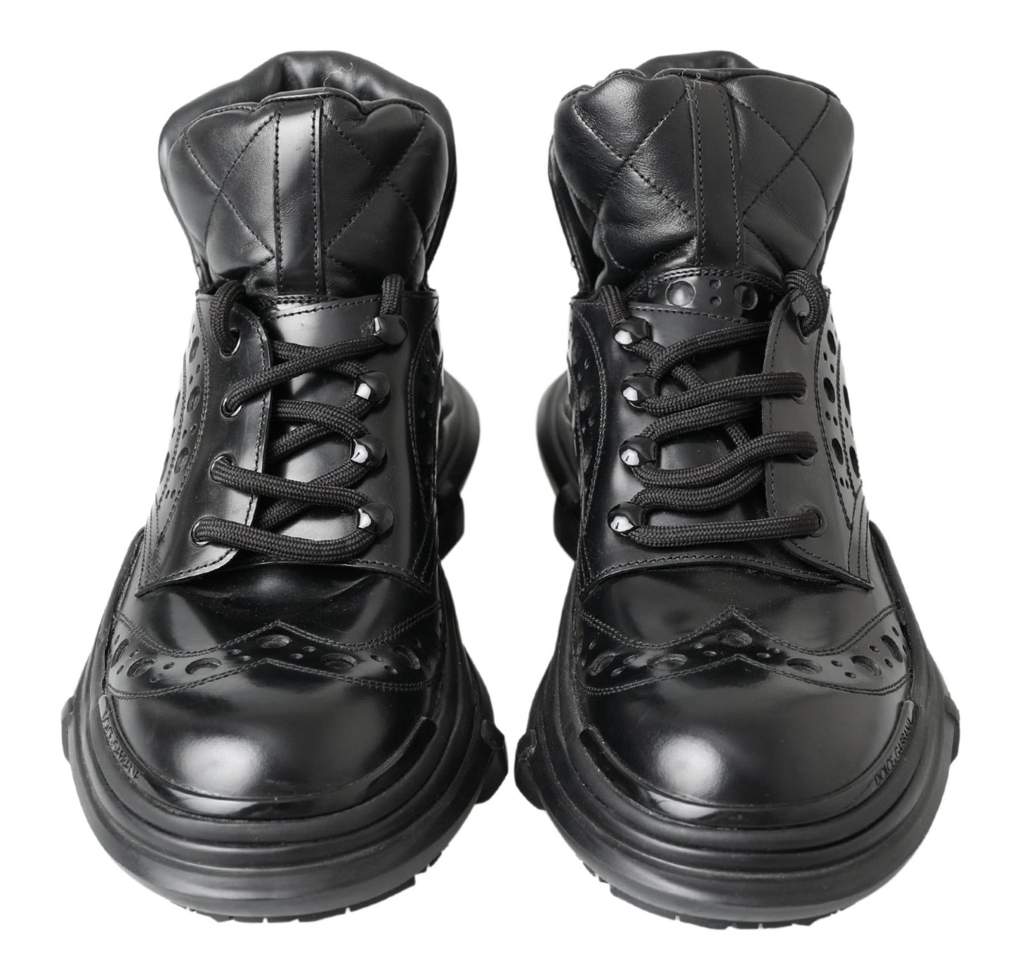 Bottines décontractées en cuir noir Dolce & Gabbana