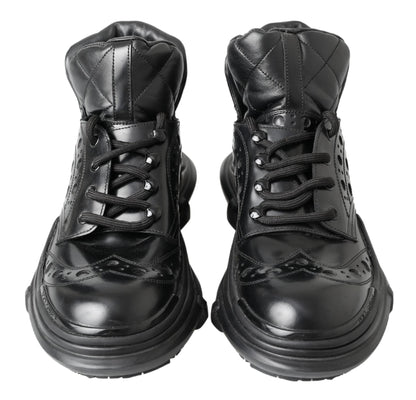 Bottines décontractées en cuir noir Dolce & Gabbana