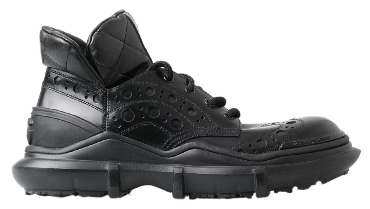 Bottines décontractées en cuir noir Dolce & Gabbana