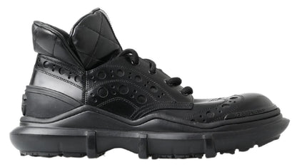 Bottines décontractées en cuir noir Dolce & Gabbana