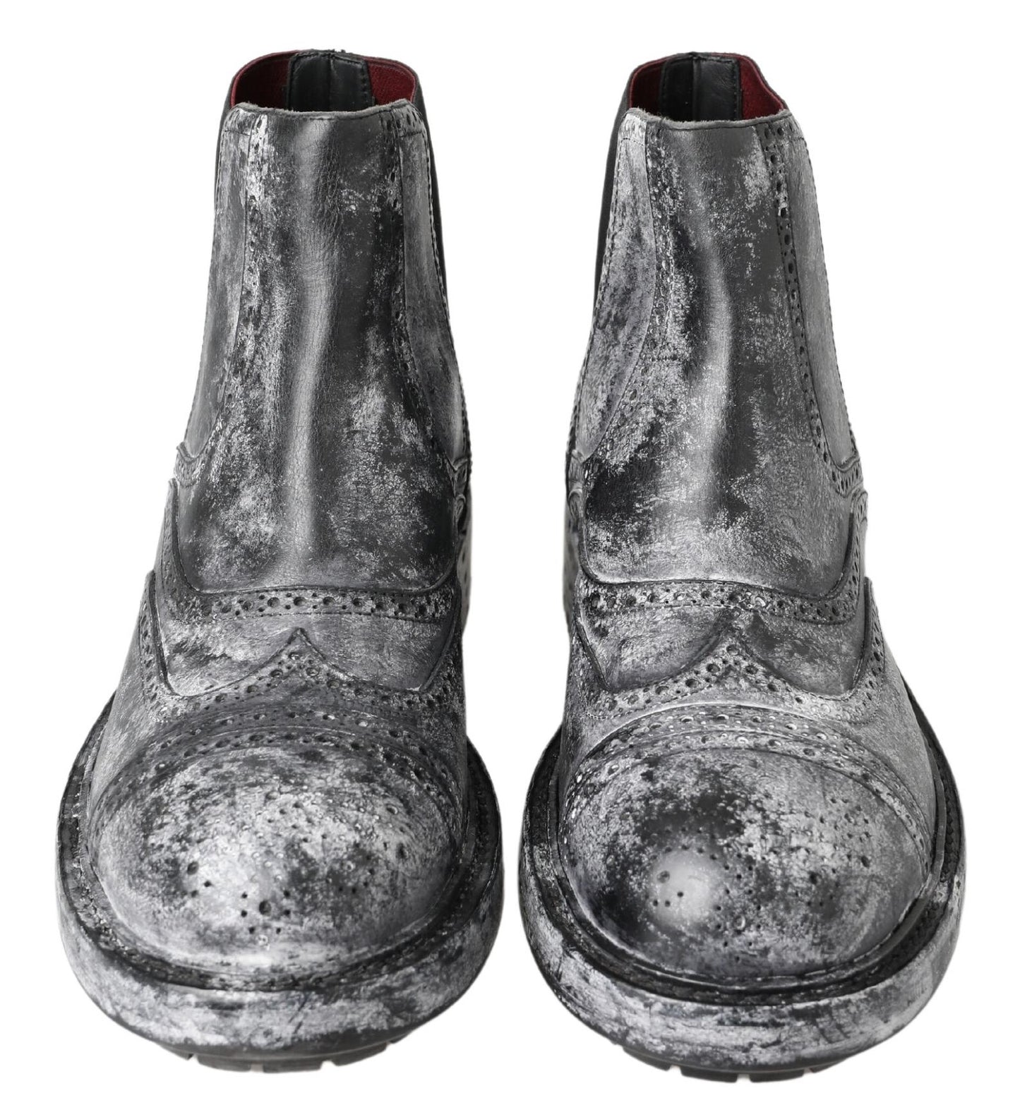 Bottines en cuir noir et gris Dolce & Gabbana