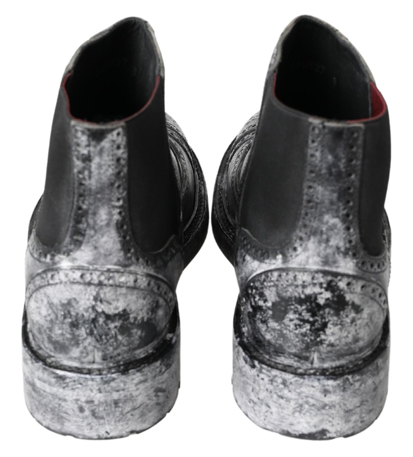 Bottines en cuir noir et gris Dolce & Gabbana