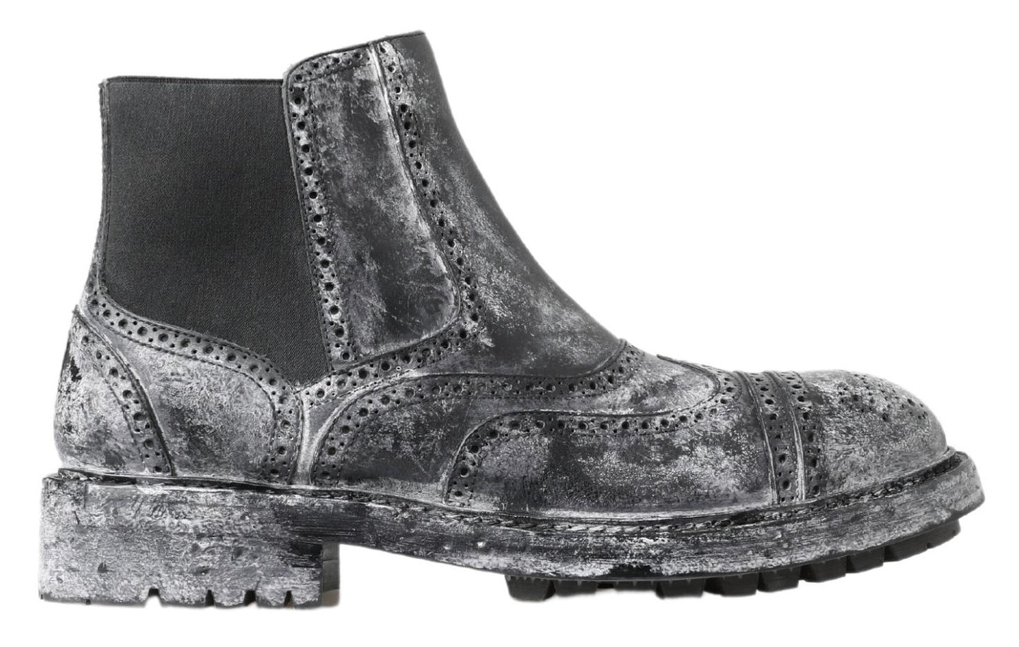 Bottines en cuir noir et gris Dolce & Gabbana