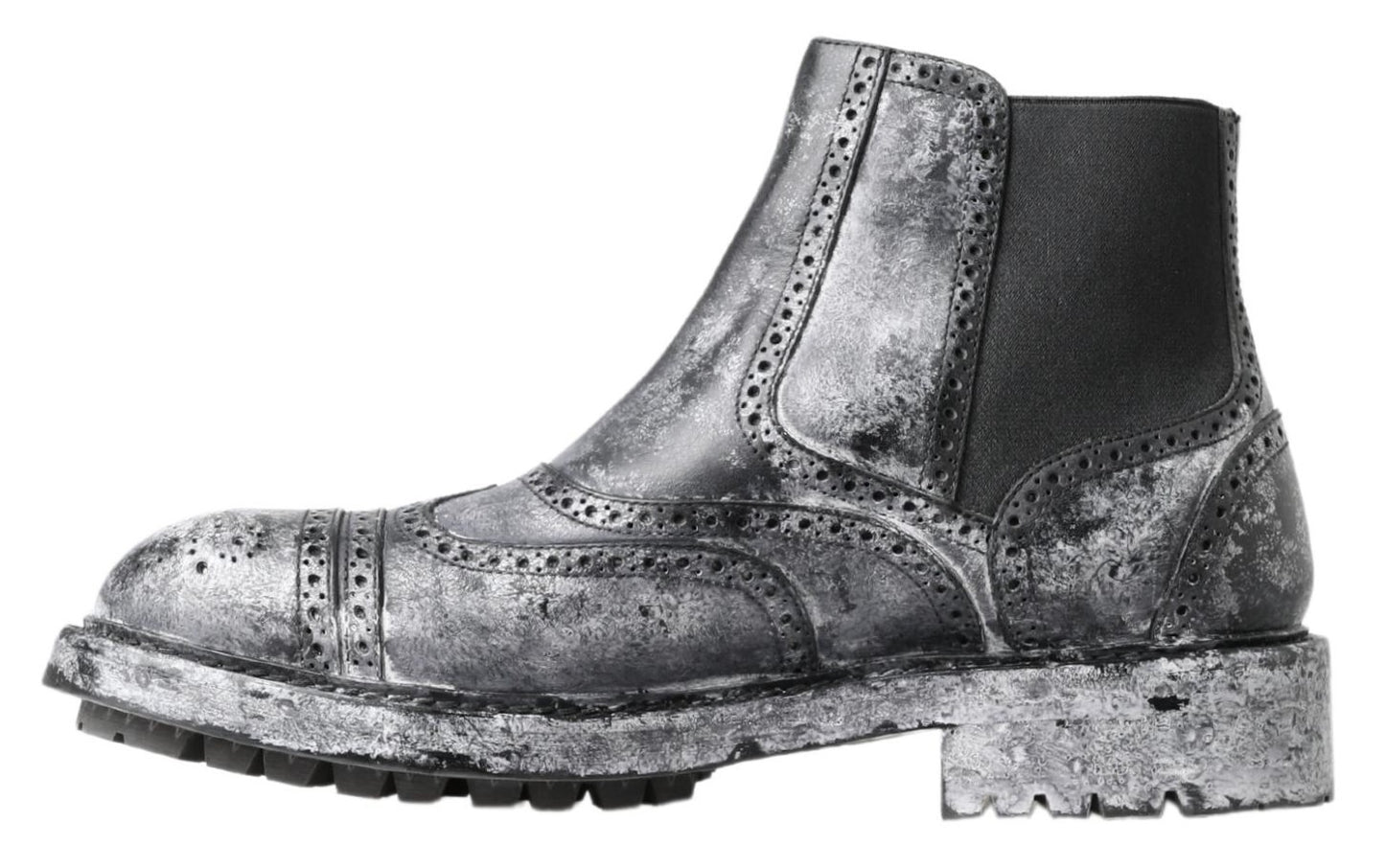 Bottines en cuir noir et gris Dolce & Gabbana