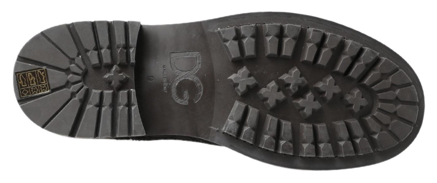 Bottines en cuir noir et gris Dolce & Gabbana