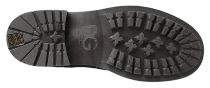 Bottines en cuir noir et gris Dolce & Gabbana