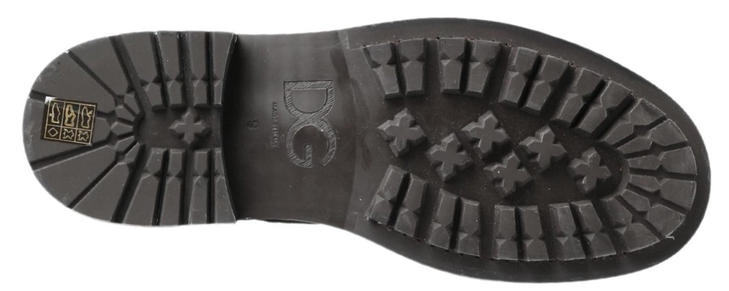 Dolce & Gabbana Bottines Mi-mollet en Cuir Noir et Gris