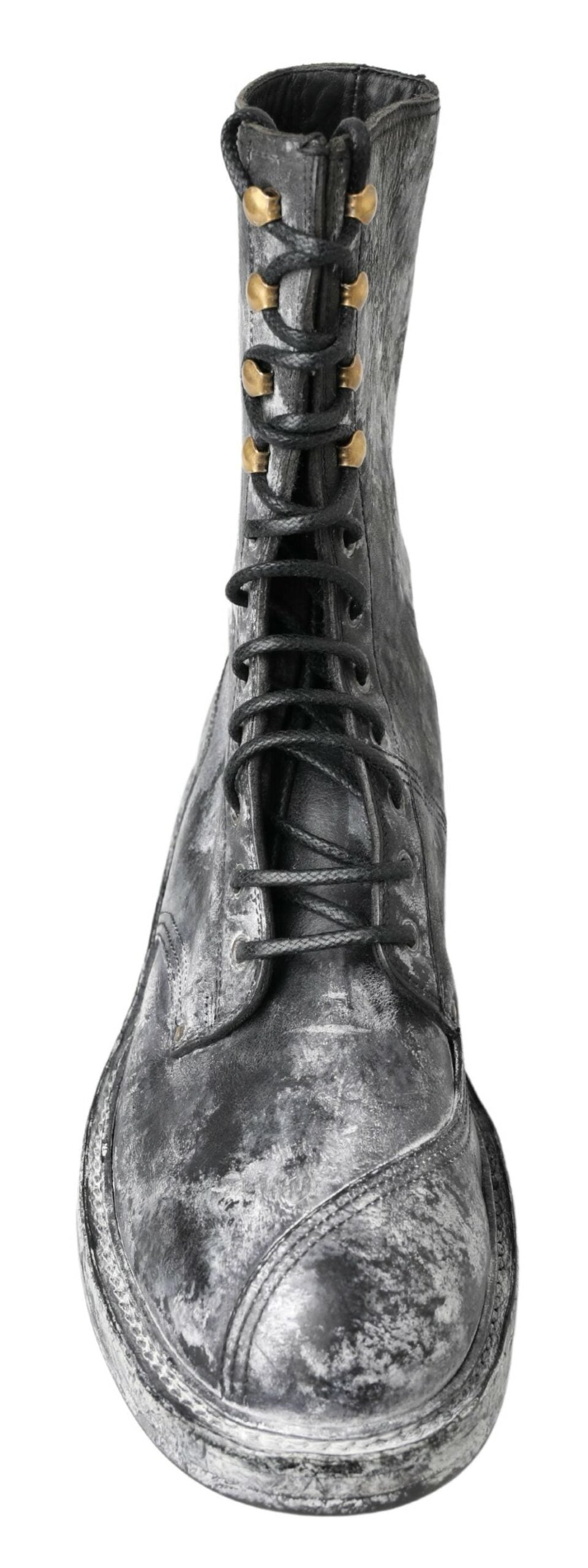 Dolce & Gabbana Bottines Mi-mollet en Cuir Noir et Gris