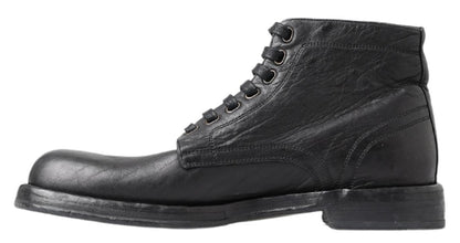 Bottes Perugino en cuir de cheval noir Dolce & Gabbana