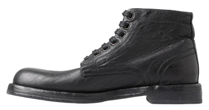 Bottes Perugino en cuir de cheval noir Dolce & Gabbana