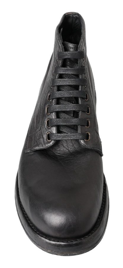 Bottes Perugino en cuir de cheval noir Dolce & Gabbana