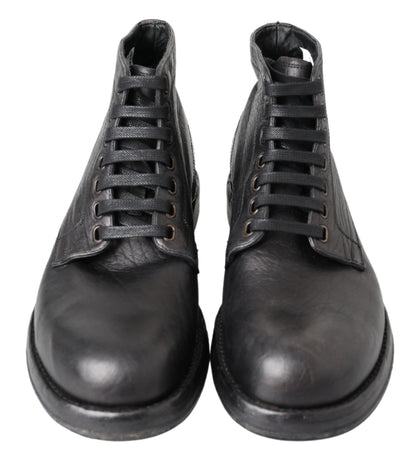 Bottes Perugino en cuir de cheval noir Dolce & Gabbana