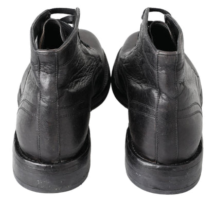 Bottes Perugino en cuir de cheval noir Dolce & Gabbana