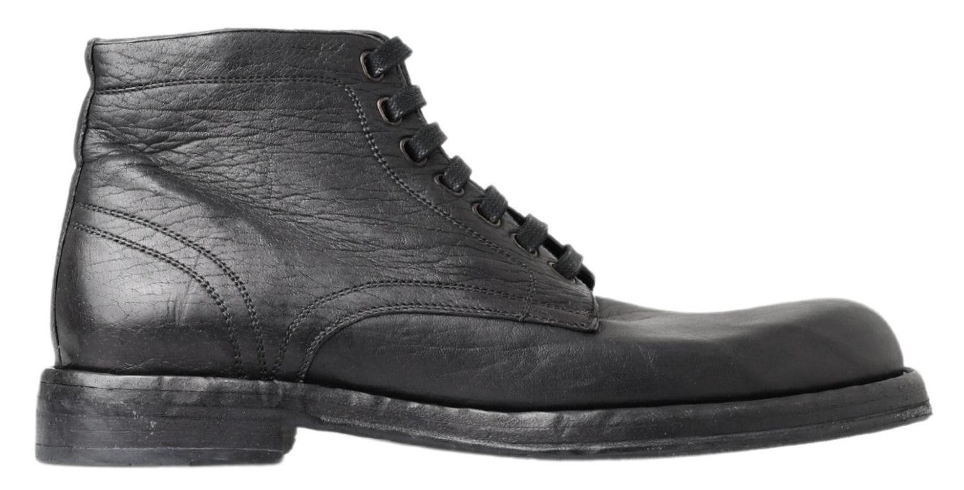 Bottes Perugino en cuir de cheval noir Dolce & Gabbana