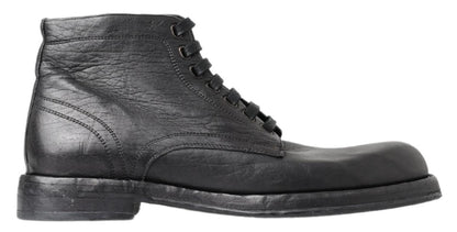 Bottes Perugino en cuir de cheval noir Dolce & Gabbana