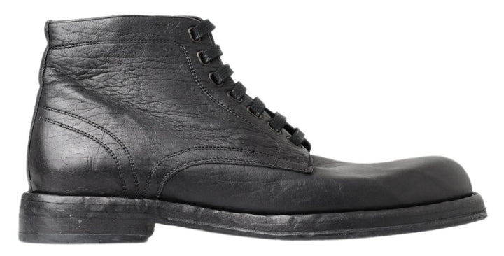 Bottes Perugino en cuir de cheval noir Dolce & Gabbana