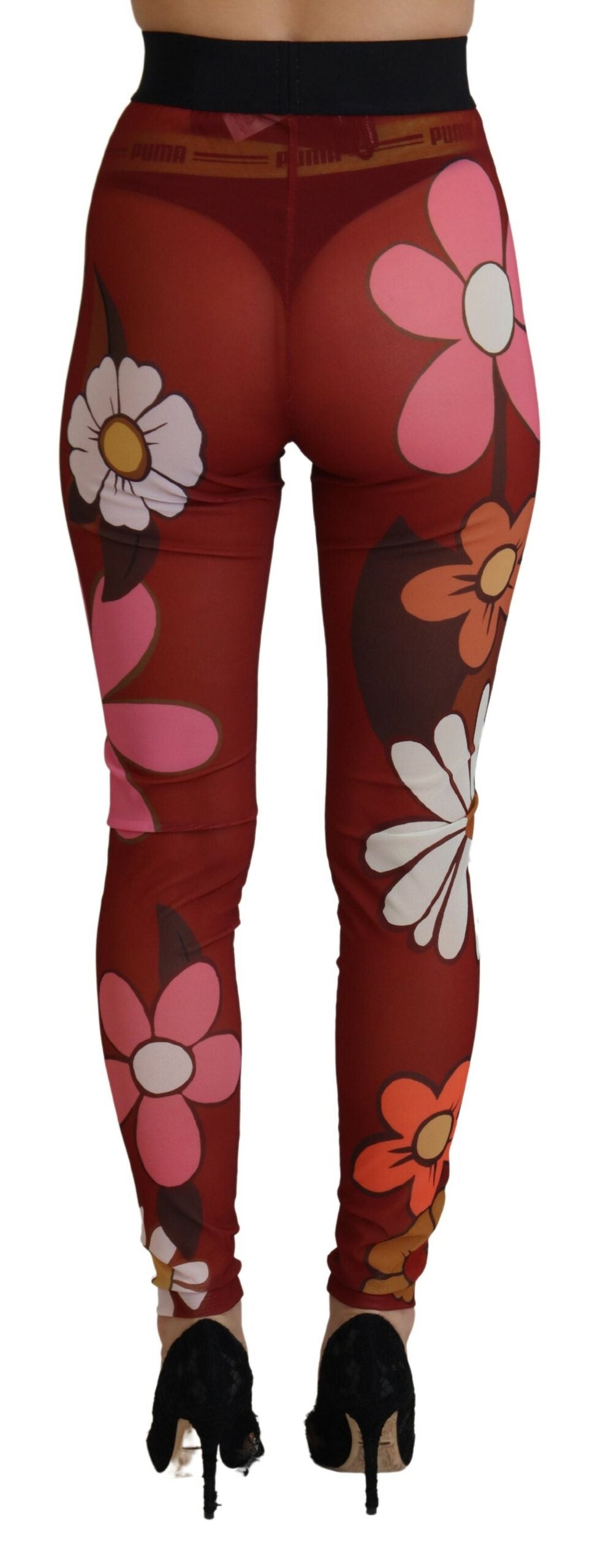 Dolce & Gabbana Legging Rouge Floral Taille Élastique