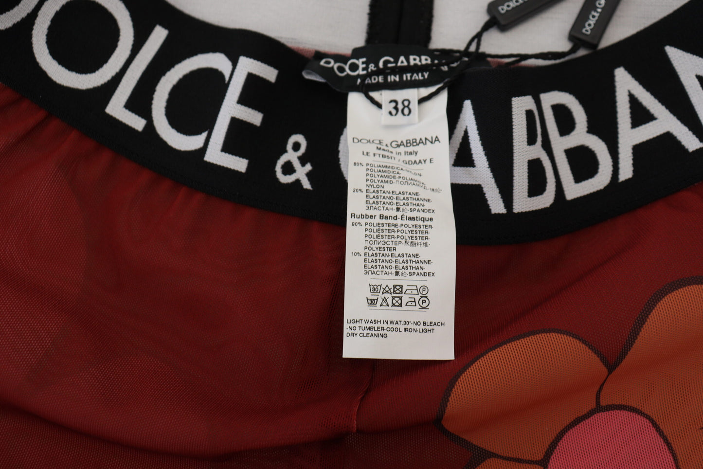 Dolce & Gabbana Legging Rouge Floral Taille Élastique