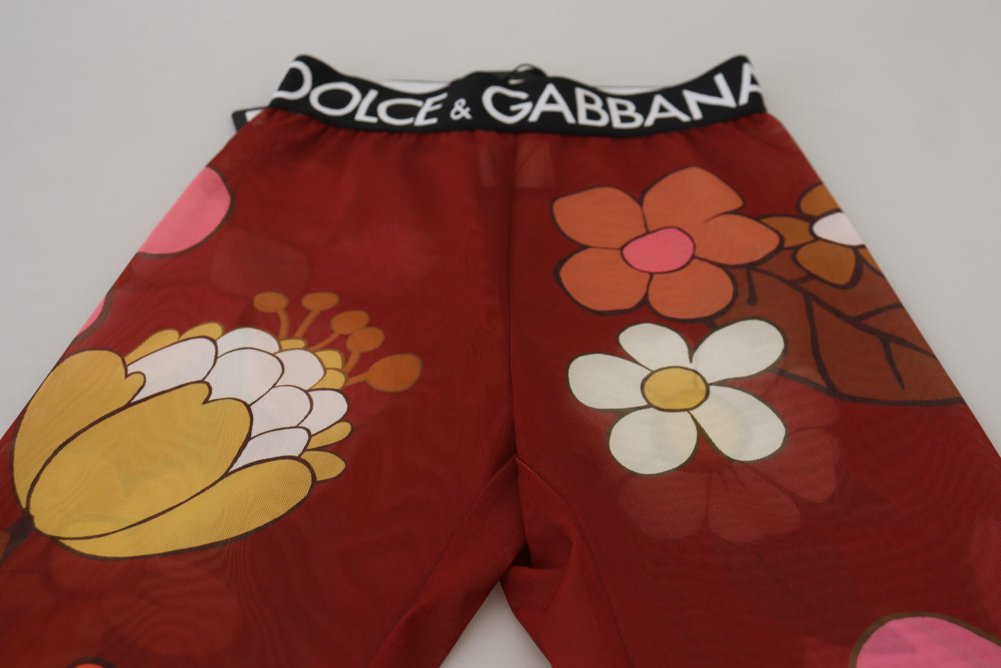 Dolce & Gabbana Legging Rouge Floral Taille Élastique