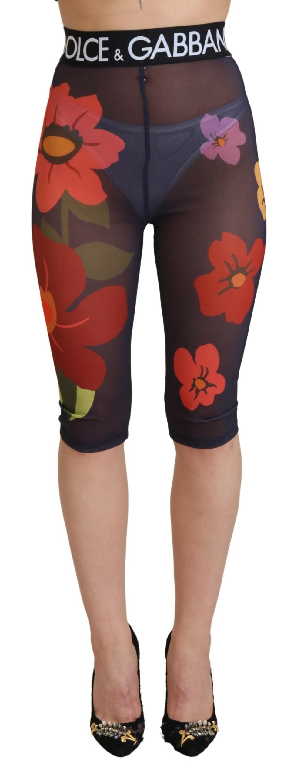 Pantalon Dolce & Gabbana taille élastique leggings à imprimé floral noir
