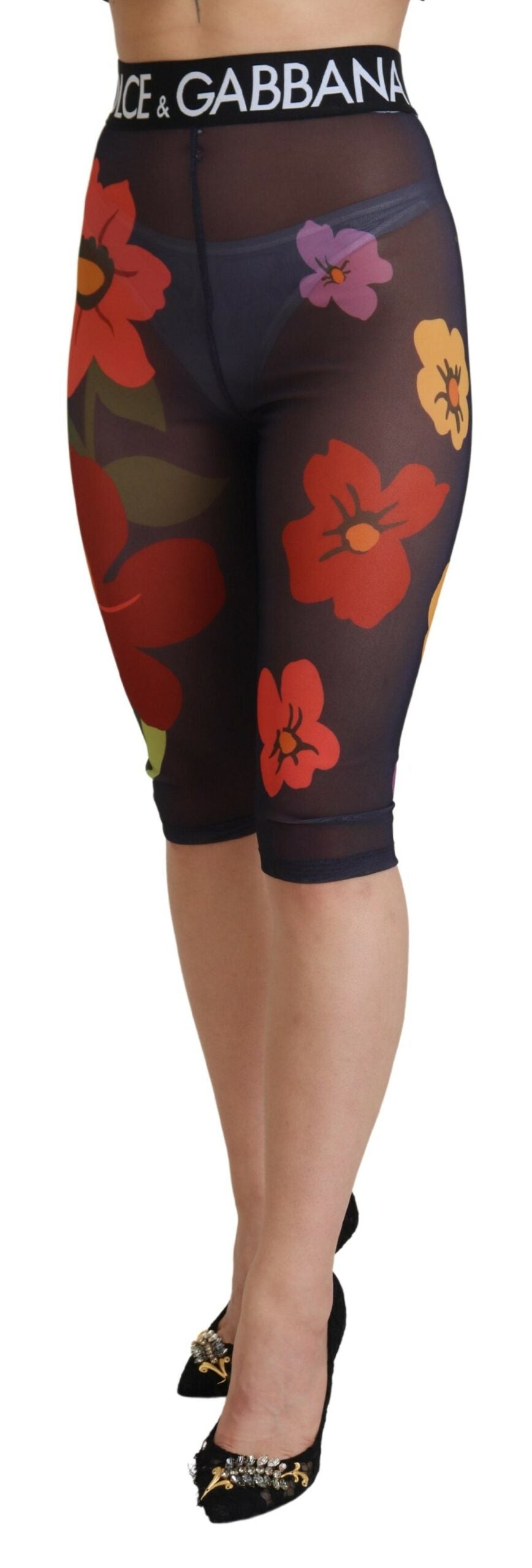 Pantalon Dolce & Gabbana taille élastique leggings à imprimé floral noir